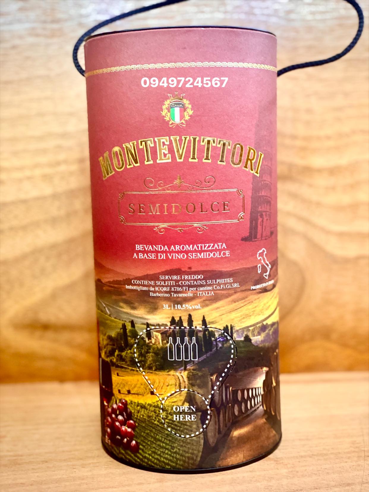 Bịch vang ống ngọt Montevittori 3 Lít